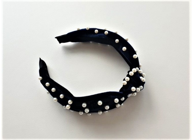 Navy Blue Pearl Knotted Hairband