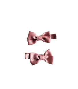 S/2 Mini Rose Pink Grosgrain Bow