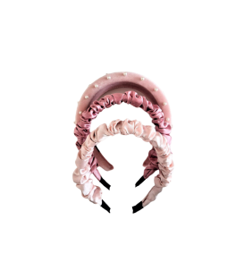 Pink Ruffle Pearl Hairband Set